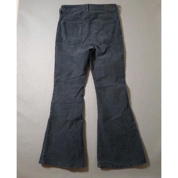 American Eagle Pants Womens 6 Gray Super Hi Rise Flare Corduroy Stretch Leg - Picture 10 of 11